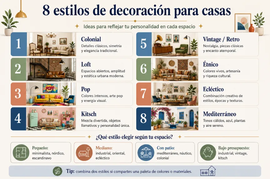 Diferentes tipos de decoración de interiores para casas
