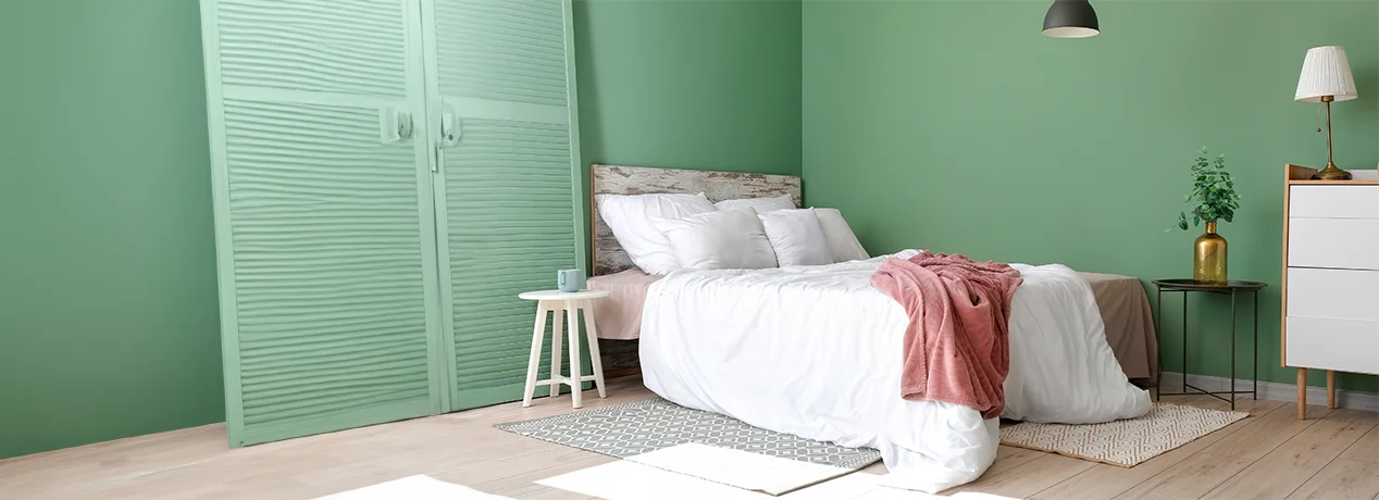 Dormitorio moderno de color verde