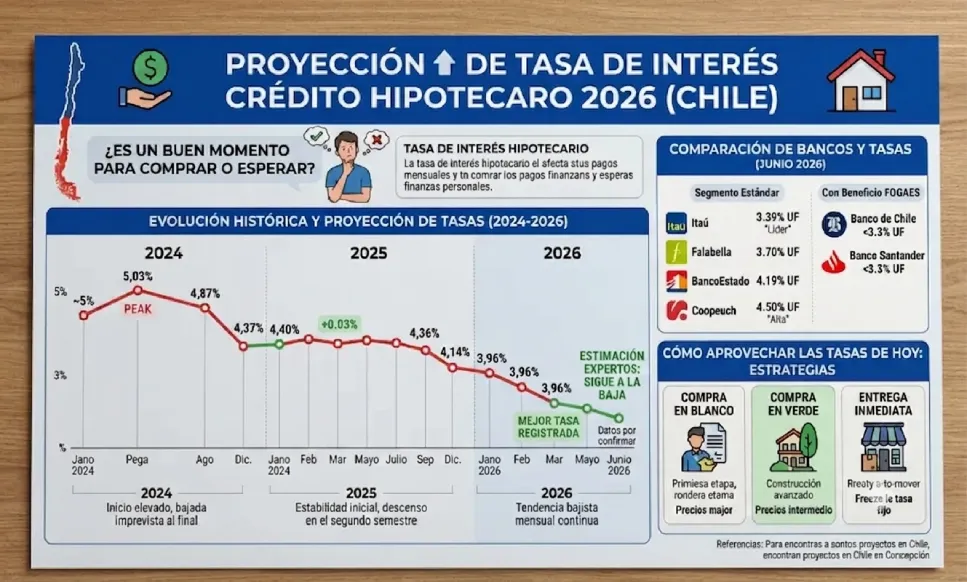 Proyección de las tasas de interés del año 2026 para un crédito hipotecario 