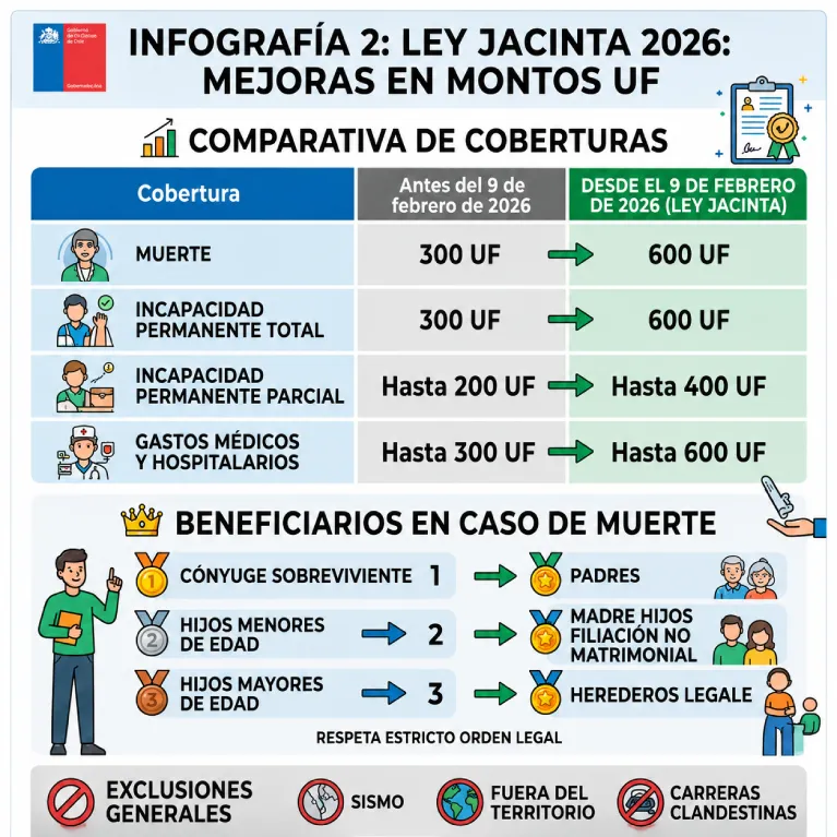 Montos para pólizas contratadas desde el 9 de febrero de 2026 con la Ley Jacinta